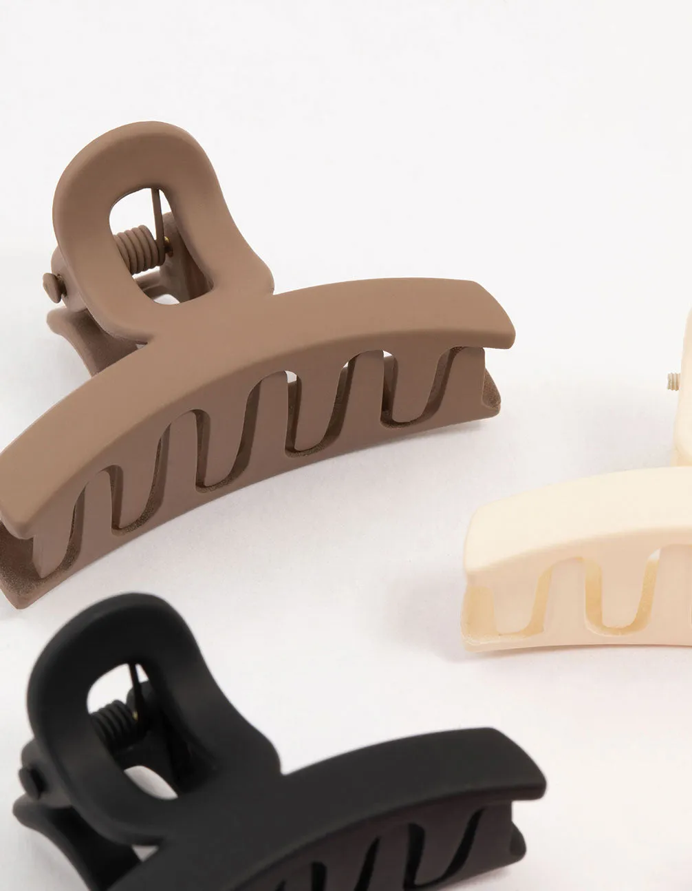 Neutral Small Plastic Loop Claw Clips 4-Pack
