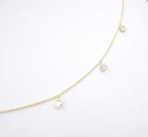 NWOT 14k Yellow Gold 1 ctw Diamond Fringe Necklace Chain 16-18" CO1196
