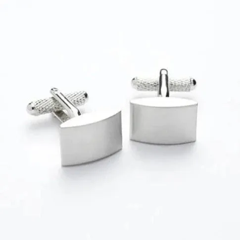 Onyx Art Silver Brush Convex Cufflinks