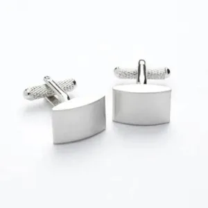 Onyx Art Silver Brush Convex Cufflinks