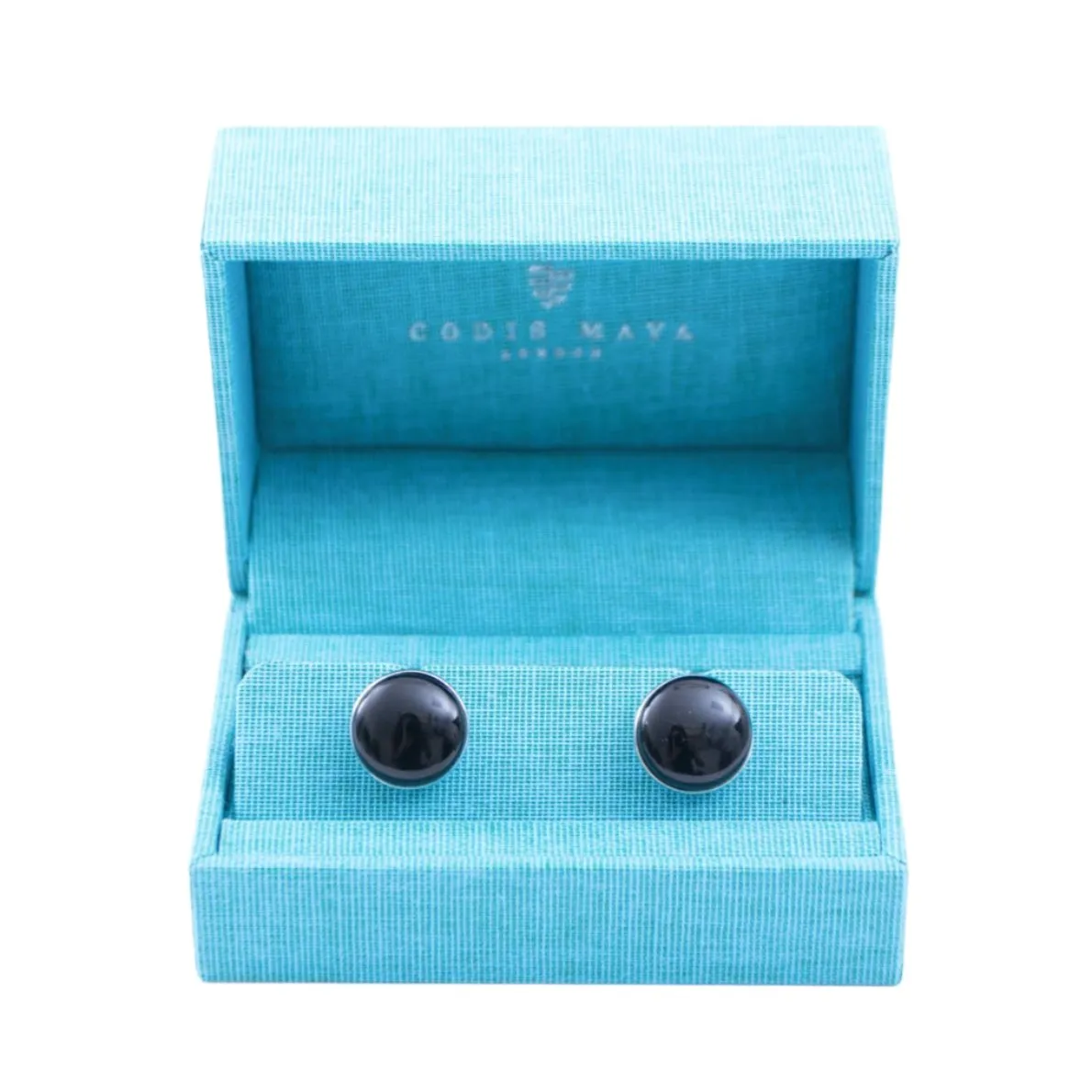 Onyx Stone Rhodium Plated Capsule Cufflinks