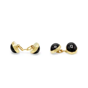 Oval Cabochon Chain Link Cufflinks - 9ct Gold