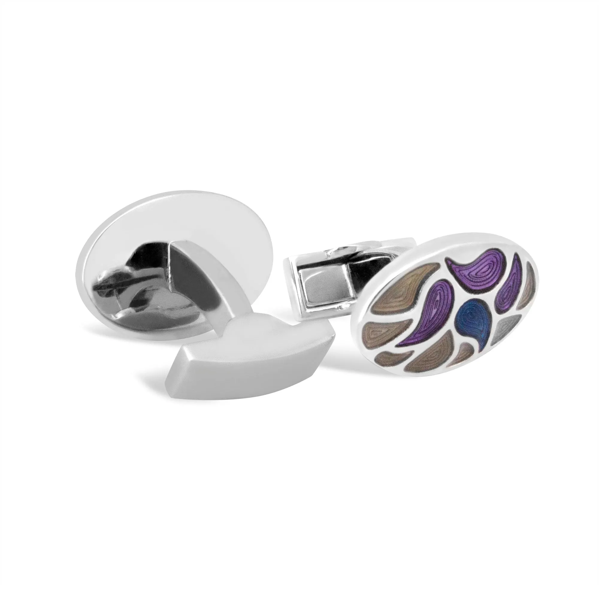Oval Teardrop Design Cufflinks in Purple (Online Exclusive)