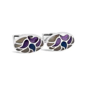 Oval Teardrop Design Cufflinks in Purple (Online Exclusive)