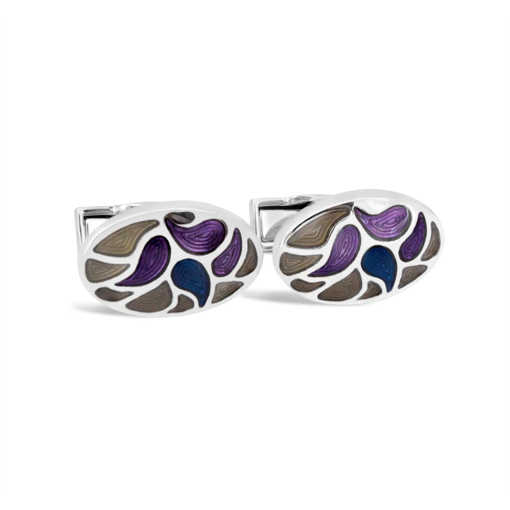 Oval Teardrop Design Cufflinks in Purple (Online Exclusive)