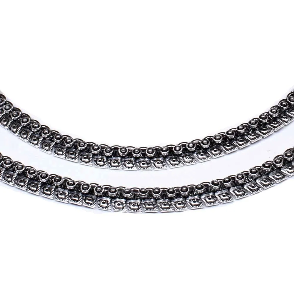 Oxidized Silver Anklets for women 10.8&quot;