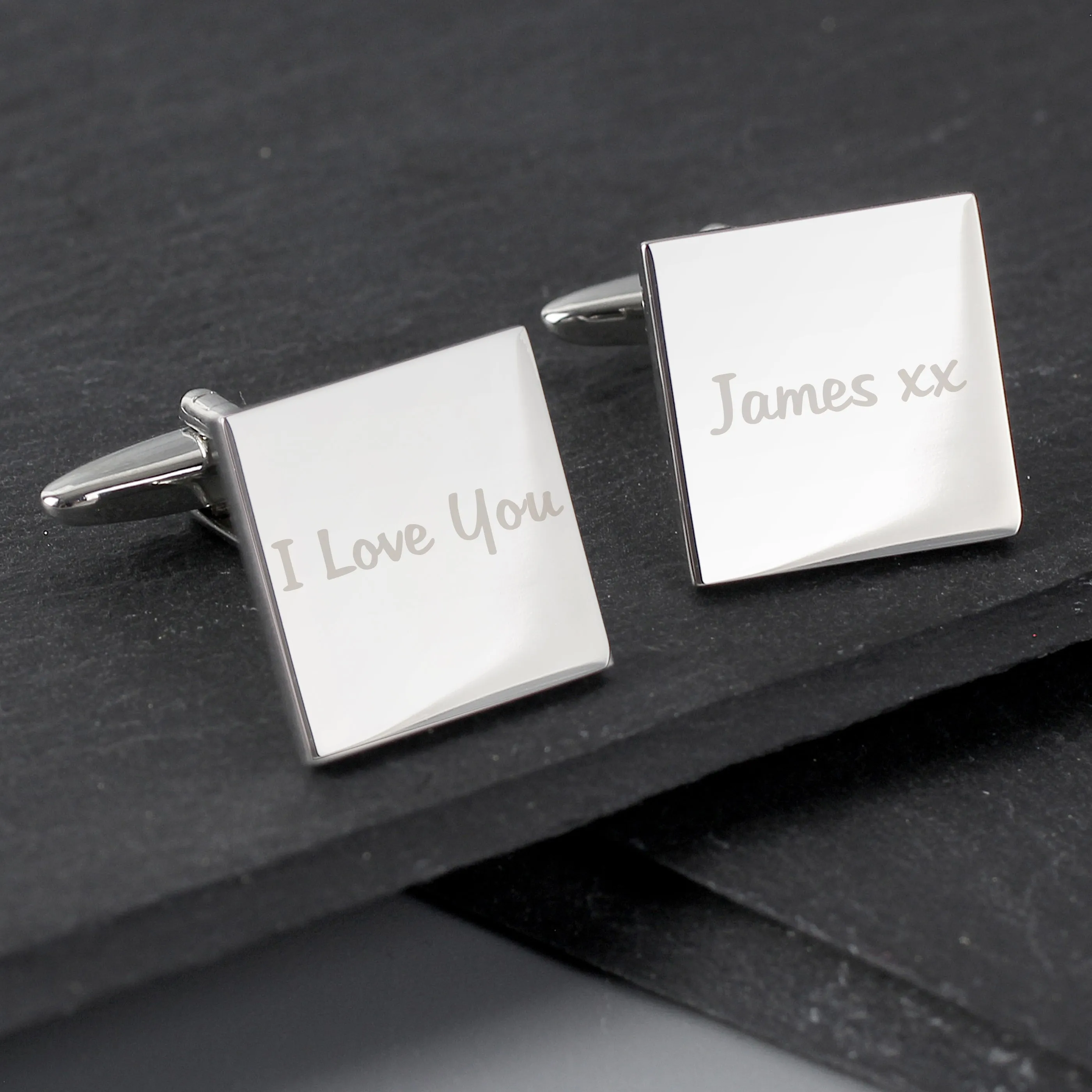 Personalised Any Message Square Cufflinks - 1 Line