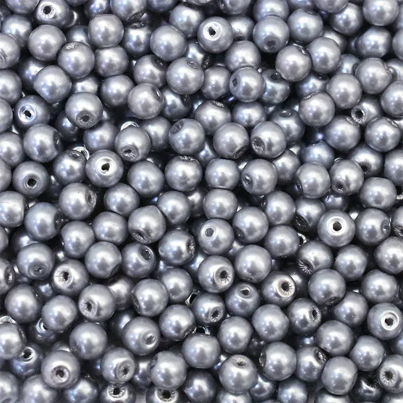 Pigeon Blue Colour Glass Pearls