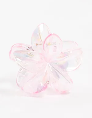 Pink Plastic Frangipani Claw Clip
