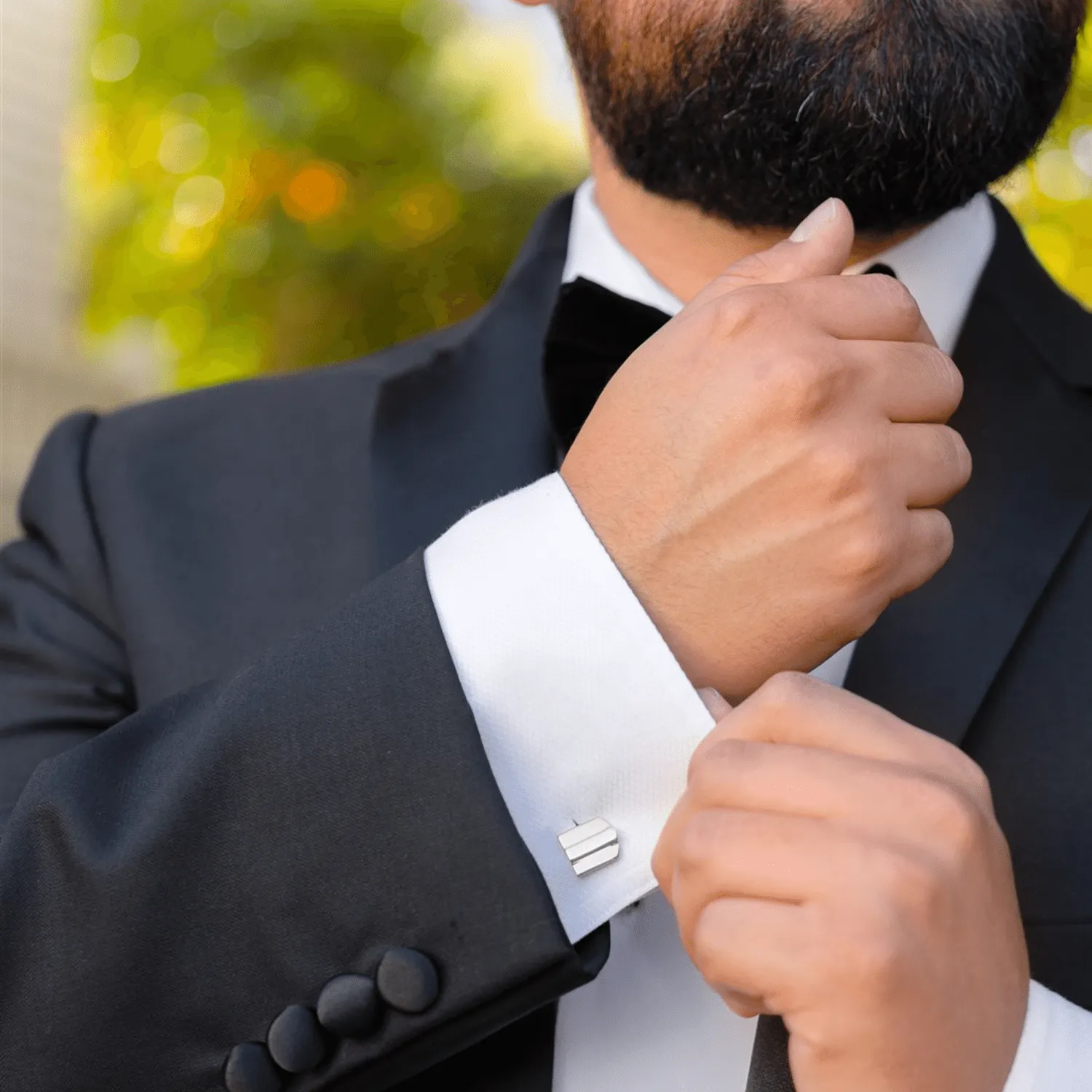 platinum layered dome cufflinks
