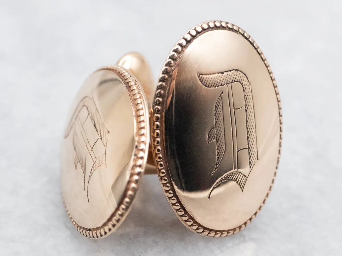 "D" Engraved Cufflinks
