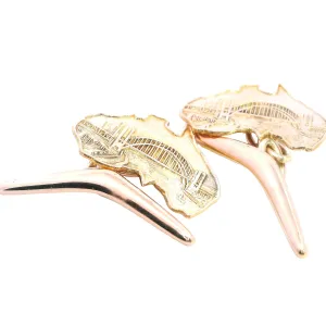 "Exquisite 9ct Yellow Gold Map of Australia and Boomerang Cufflinks"