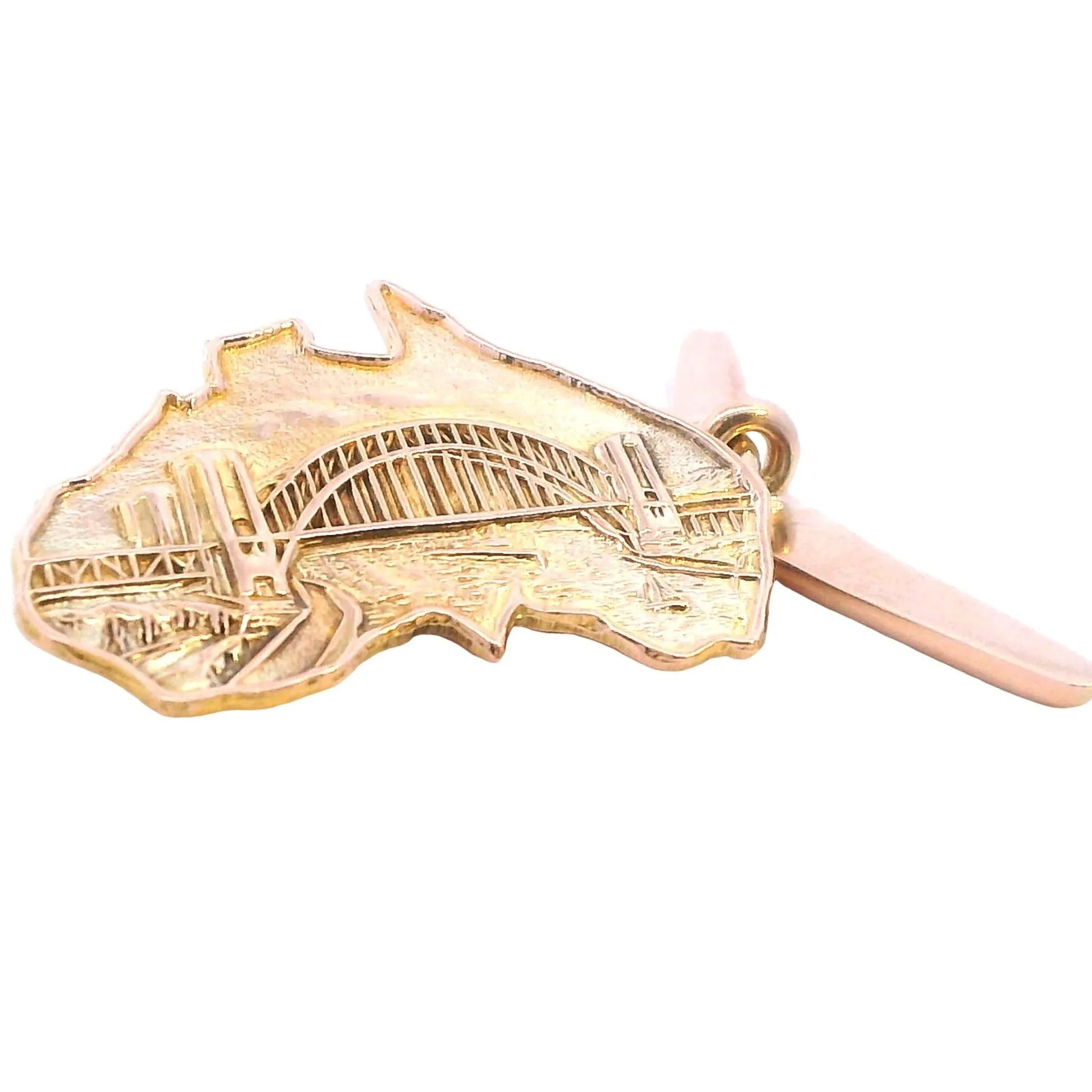 "Exquisite 9ct Yellow Gold Map of Australia and Boomerang Cufflinks"