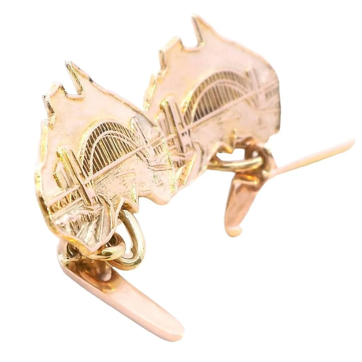 "Exquisite 9ct Yellow Gold Map of Australia and Boomerang Cufflinks"