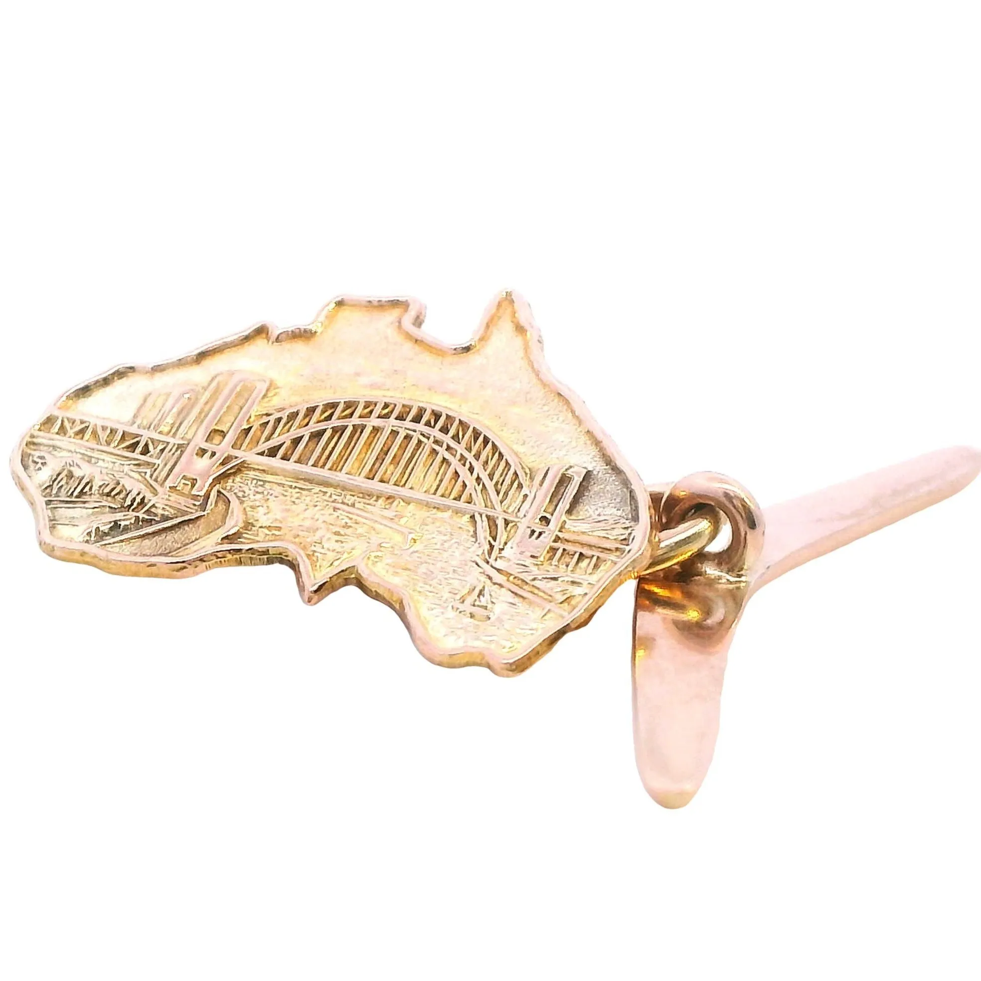 "Exquisite 9ct Yellow Gold Map of Australia and Boomerang Cufflinks"