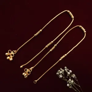 Real Gold Look Bar Balls Anklets For Women - Golusu