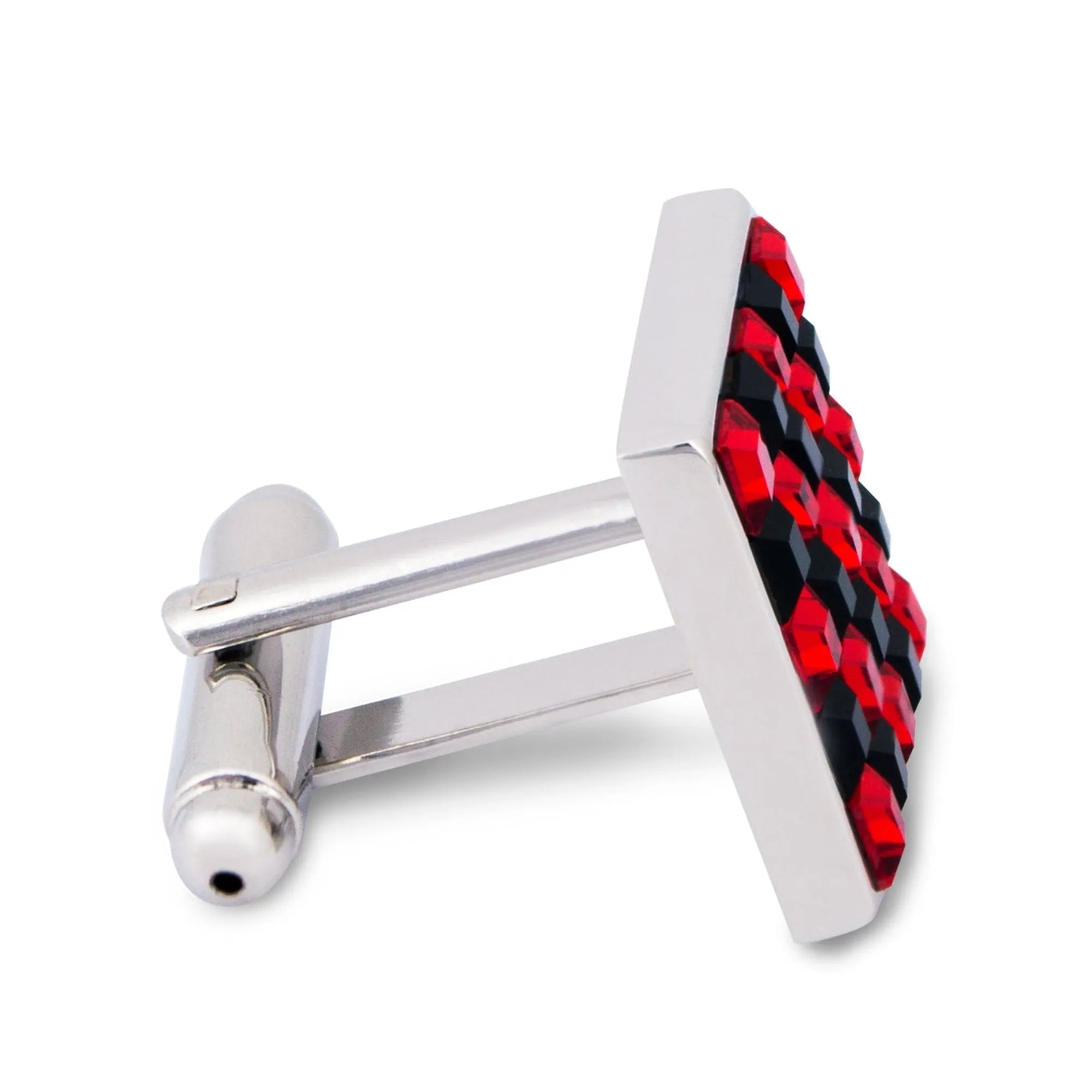 Red and Black Check Crystals Cufflinks (Online Exclusive)