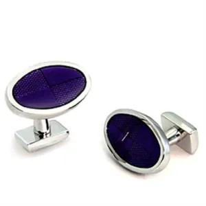 Rhodium Brass Cufflink with Epoxy in Amethyst for Women Amethyst Stone Color Style LO1190