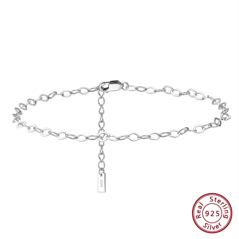 Rhombus Chain Anklets, 2mm (14k Gold Plated | 925 Sterling Silver)