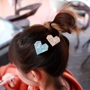 Shimmering Sweet Fashion Love Heart Shape Acrylic Hair Clips