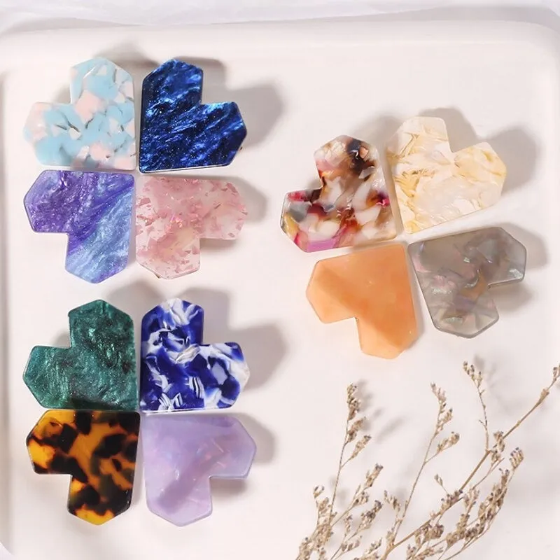 Shimmering Sweet Fashion Love Heart Shape Acrylic Hair Clips