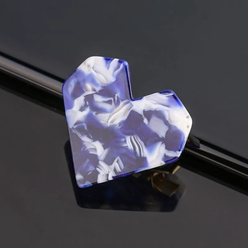 Shimmering Sweet Fashion Love Heart Shape Acrylic Hair Clips