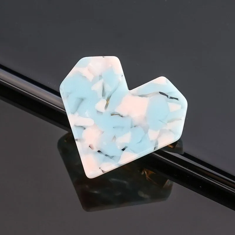 Shimmering Sweet Fashion Love Heart Shape Acrylic Hair Clips
