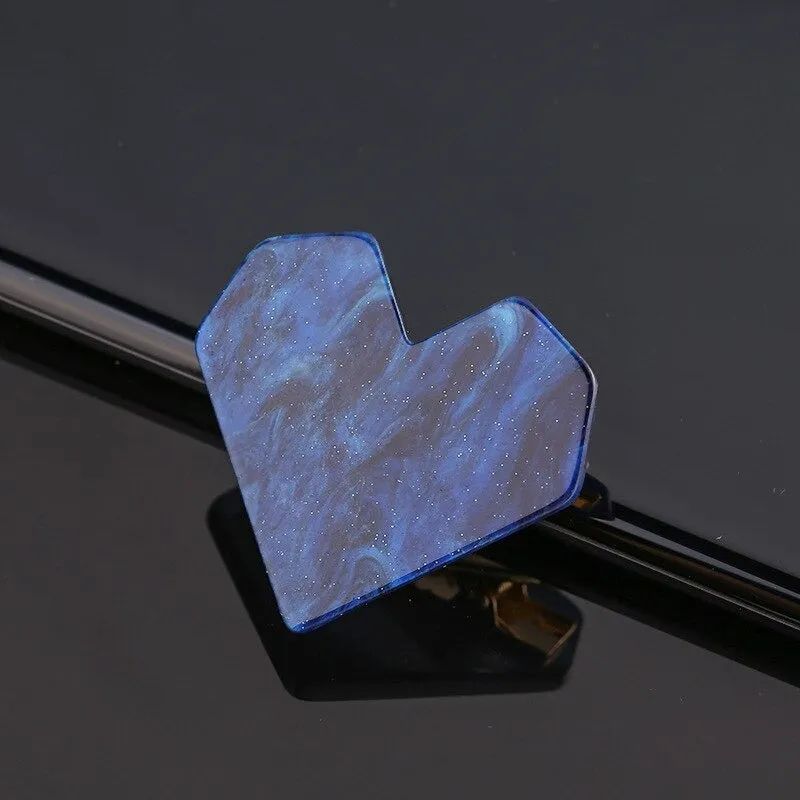 Shimmering Sweet Fashion Love Heart Shape Acrylic Hair Clips