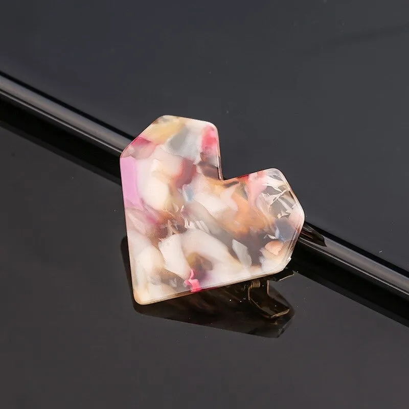 Shimmering Sweet Fashion Love Heart Shape Acrylic Hair Clips