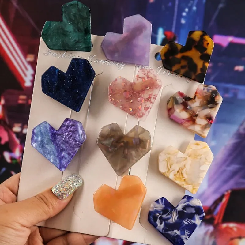 Shimmering Sweet Fashion Love Heart Shape Acrylic Hair Clips