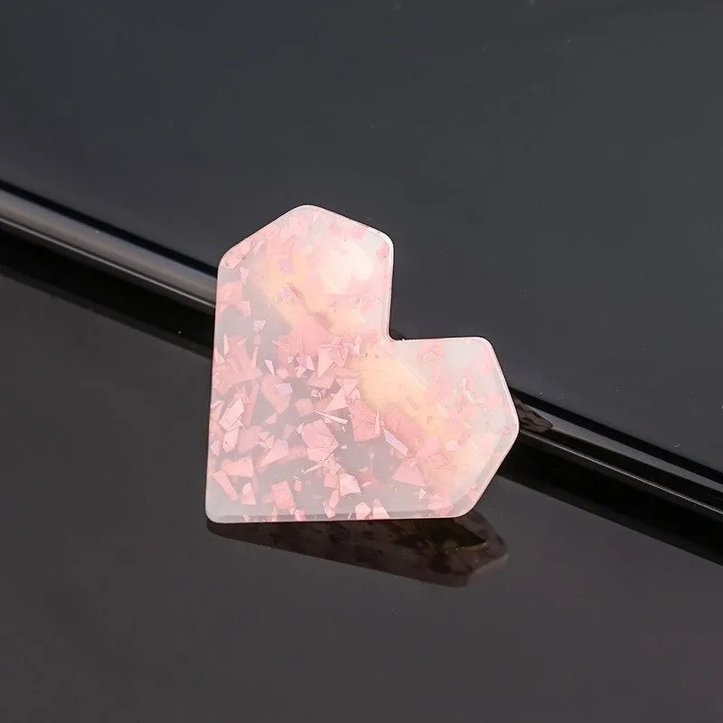 Shimmering Sweet Fashion Love Heart Shape Acrylic Hair Clips