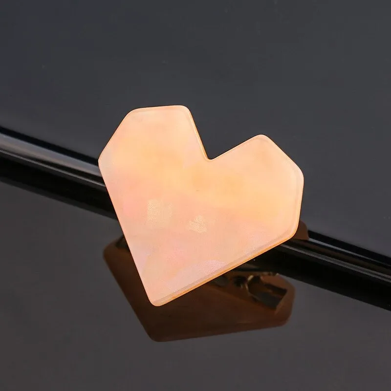 Shimmering Sweet Fashion Love Heart Shape Acrylic Hair Clips