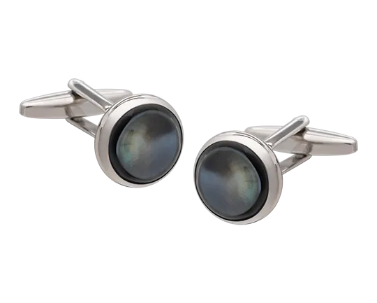 Signature Collection No7 Smokey Mother Of Pearl & Silver Cufflinks