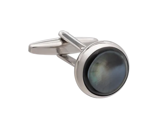 Signature Collection No7 Smokey Mother Of Pearl & Silver Cufflinks