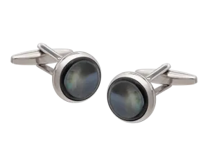 Signature Collection No7 Smokey Mother Of Pearl & Silver Cufflinks