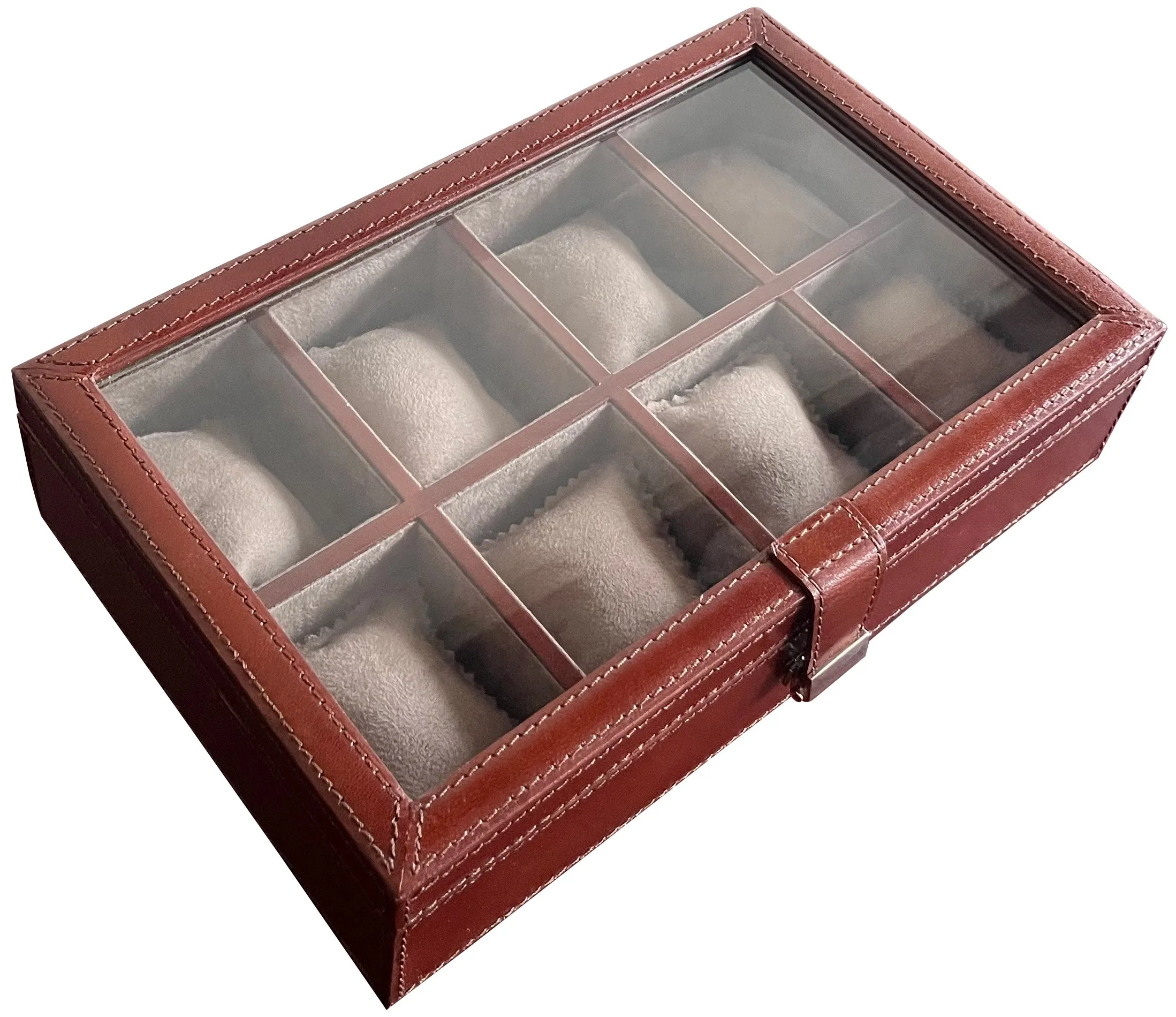 Signature Leather Watch Case - 8 Slots (Brown)