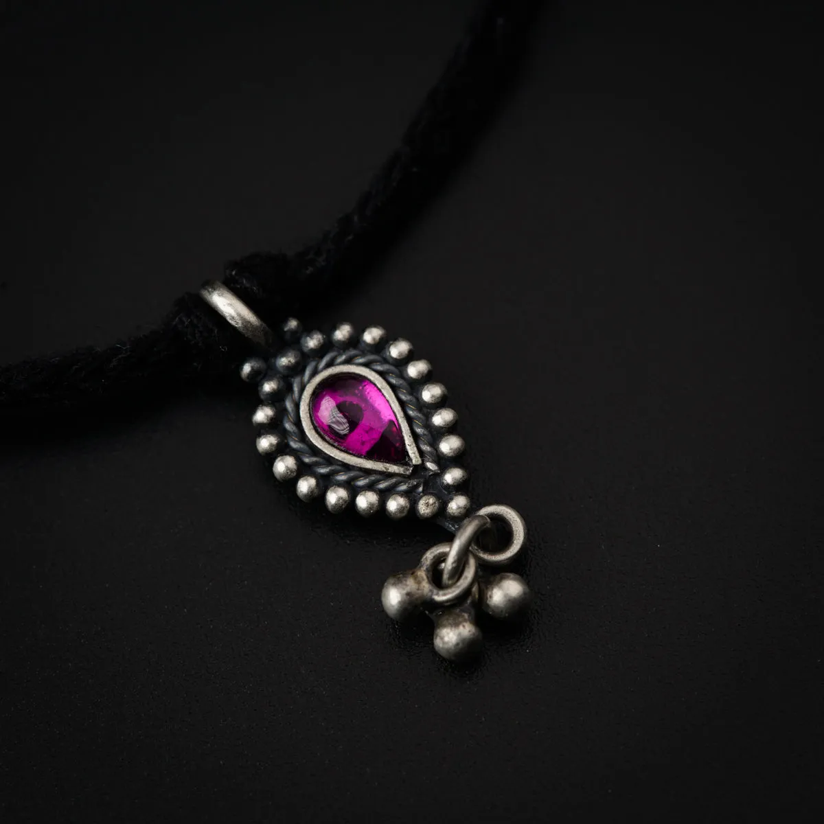 Silver Drop Shape with Ghungroo Motif Anklet/Payal (Tie & Wear)