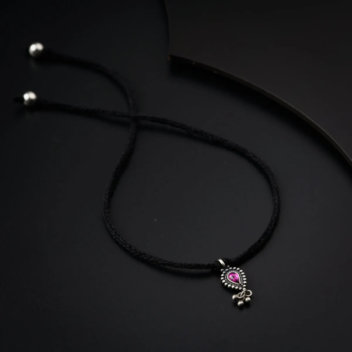 Silver Drop Shape with Ghungroo Motif Anklet/Payal (Tie & Wear)