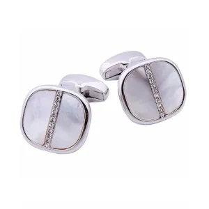 Silver Mother of Pearl Cufflinks with Crystals