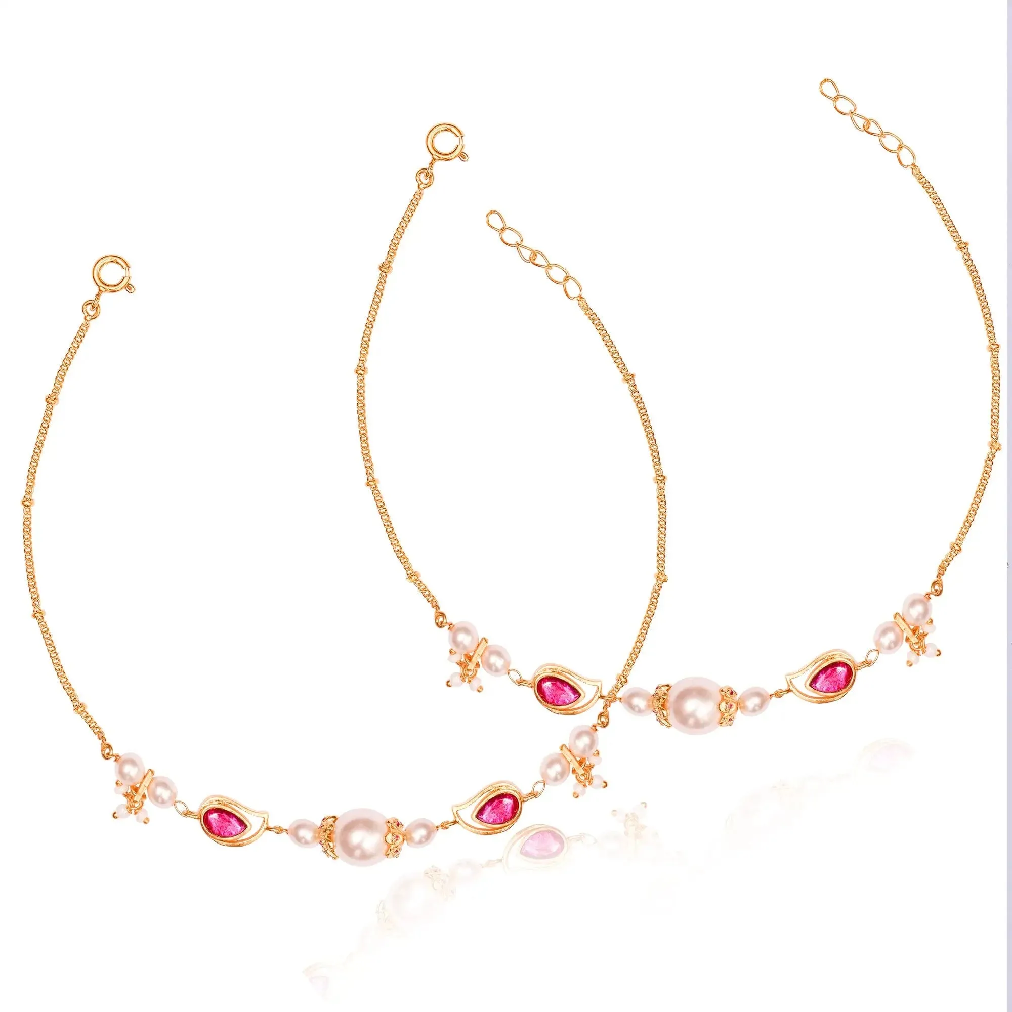 Silver pearl aambi anklet