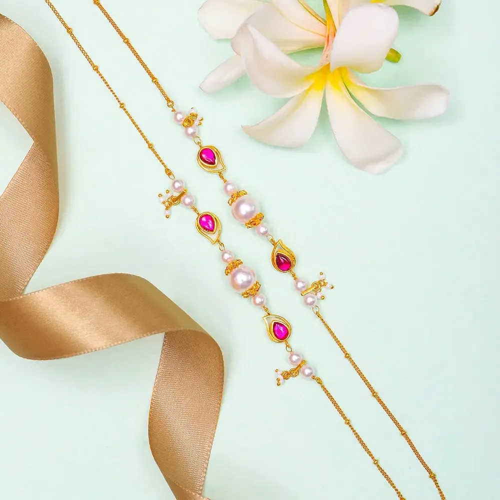 Silver pearl aambi anklet