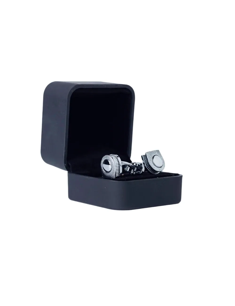 Silver-Toned Cufflinks with Pearl Accents