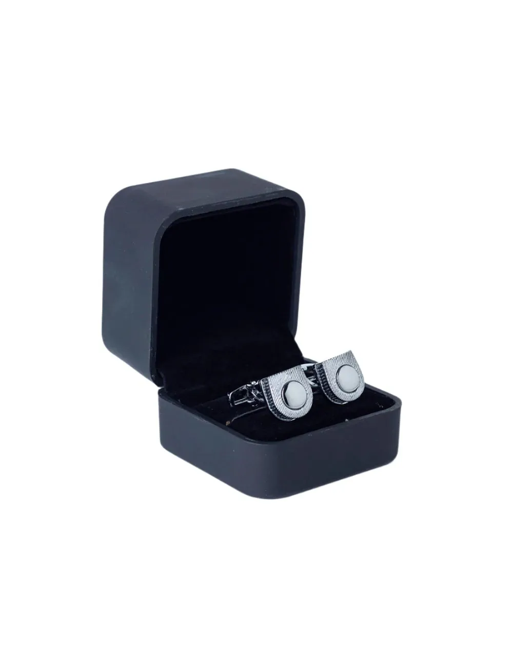 Silver-Toned Cufflinks with Pearl Accents