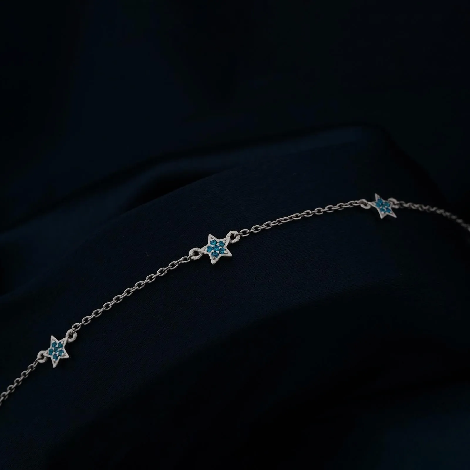 Silver Topaz Stars Anklet
