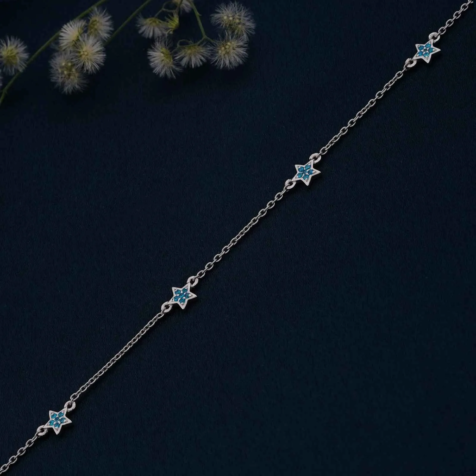 Silver Topaz Stars Anklet