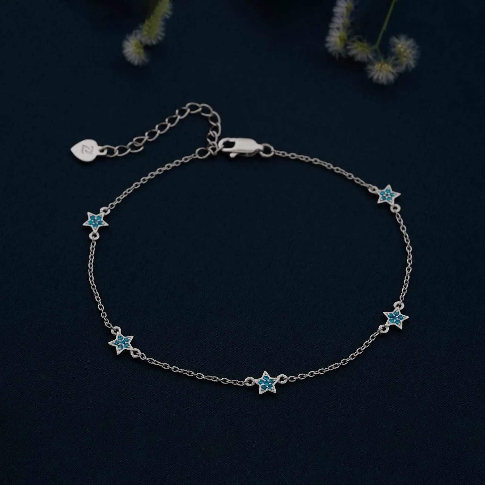 Silver Topaz Stars Anklet