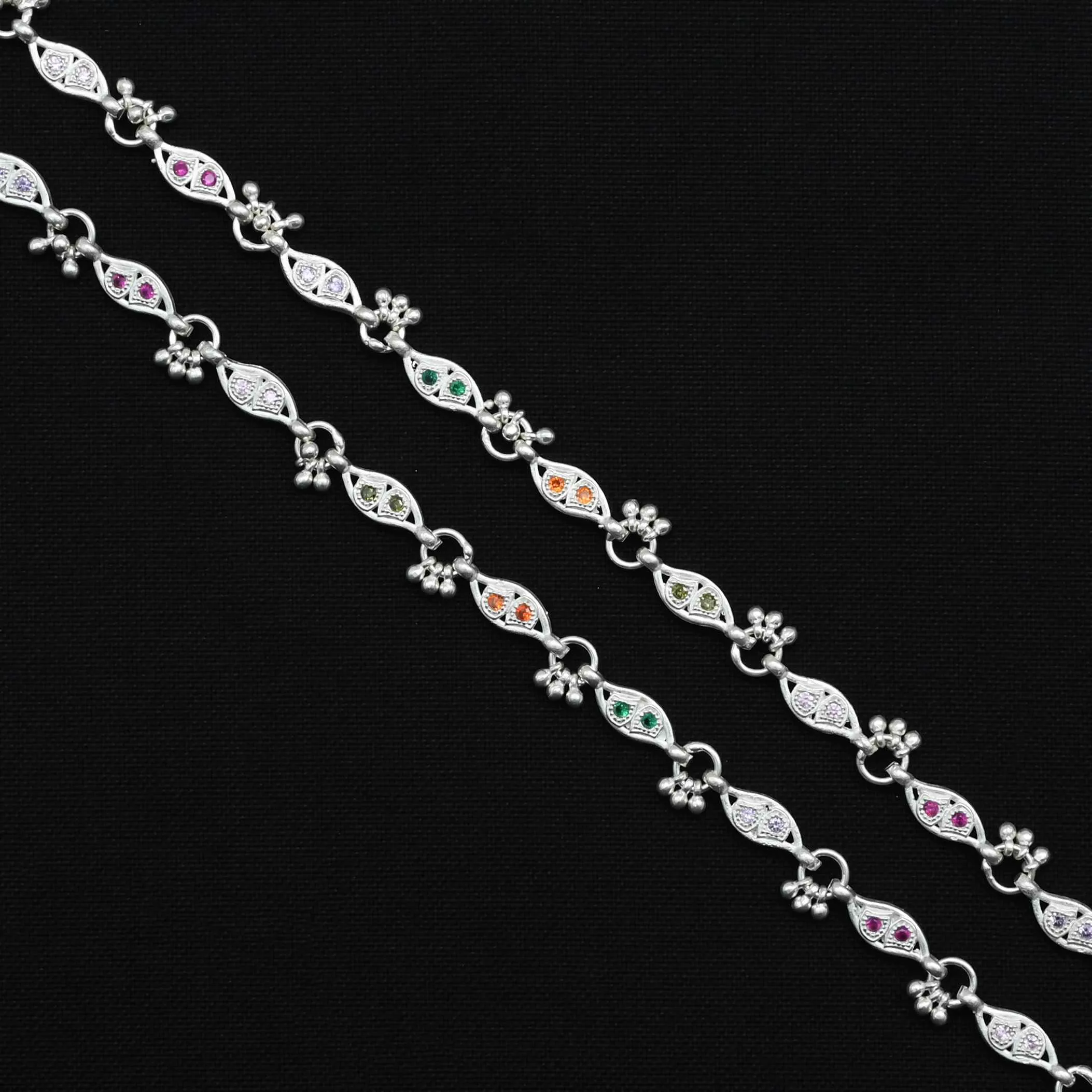 Silver Trendy Eyes Charms Design Payal for Girls