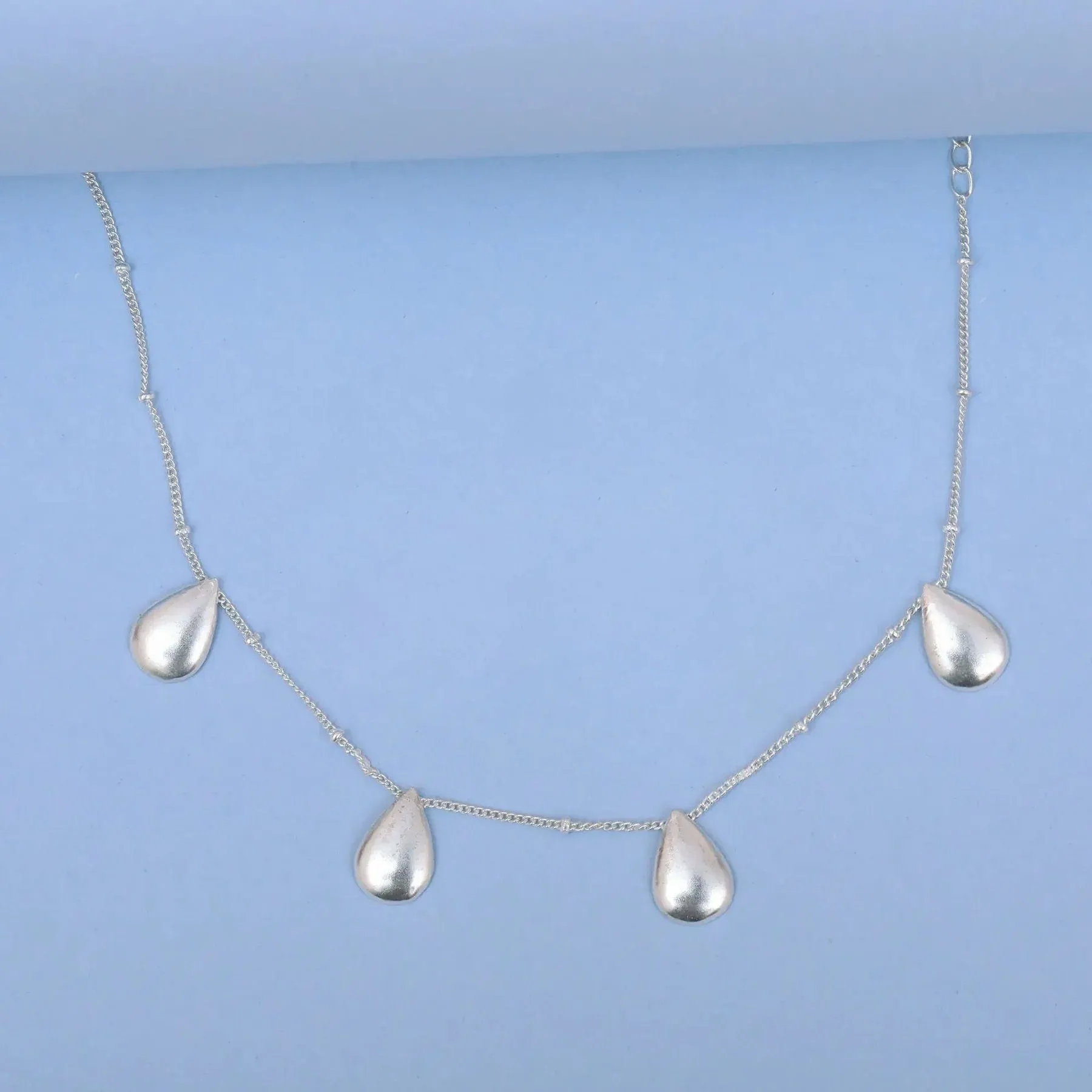 Single Drop Motif Anklet In Silver 92.5