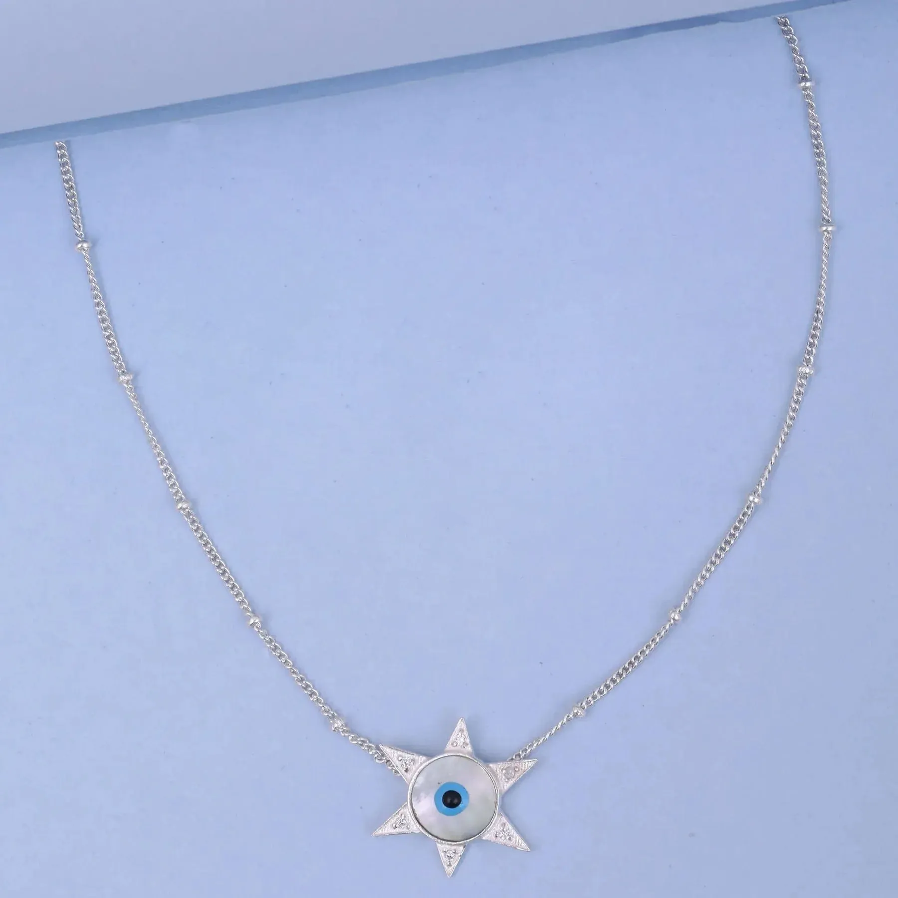 Single Silver Evil Eye Star Anklet