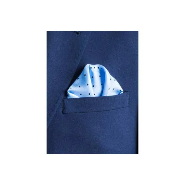 Sky Blue Multi Dotty Silk Pocket Square